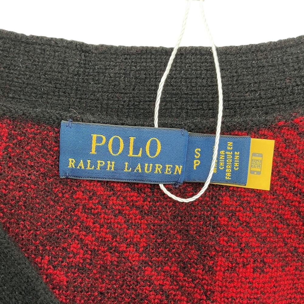 Ralph Lauren Merino Red Black Plaid V Neck Cardigan Size S - Picture 4 of 4